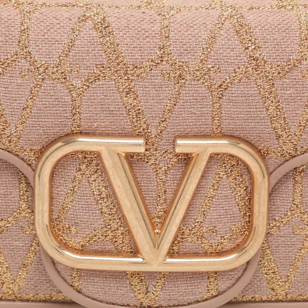 Valentino Loco Dusty Pink/gold Iconographe Canvas Flap Bag - Picture 5 of 7